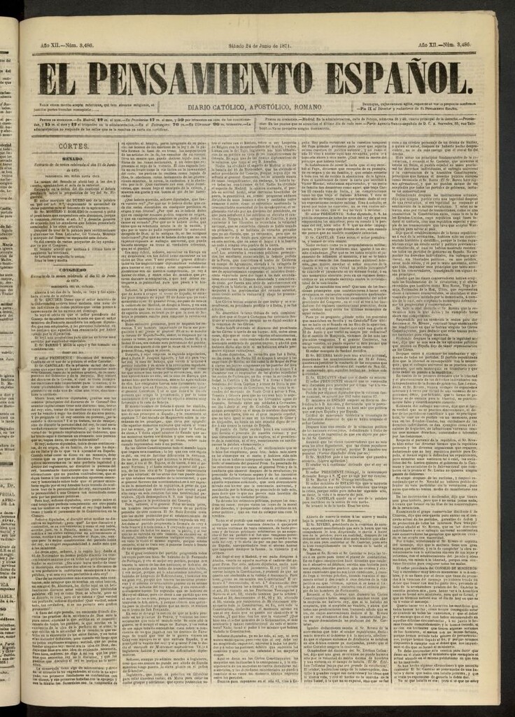 Miniatura de El Pensamiento Español del 24 de junio de 1871, nº 3486