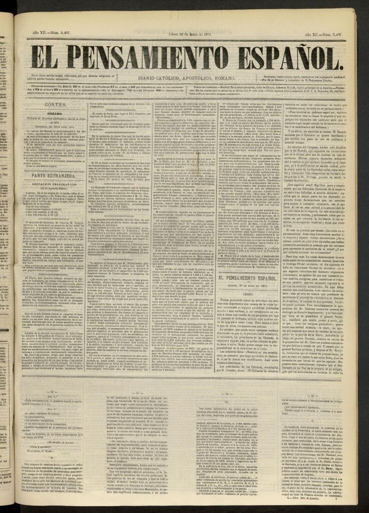 Miniatura de El Pensamiento Español del 26 de junio de 1871, nº 3487