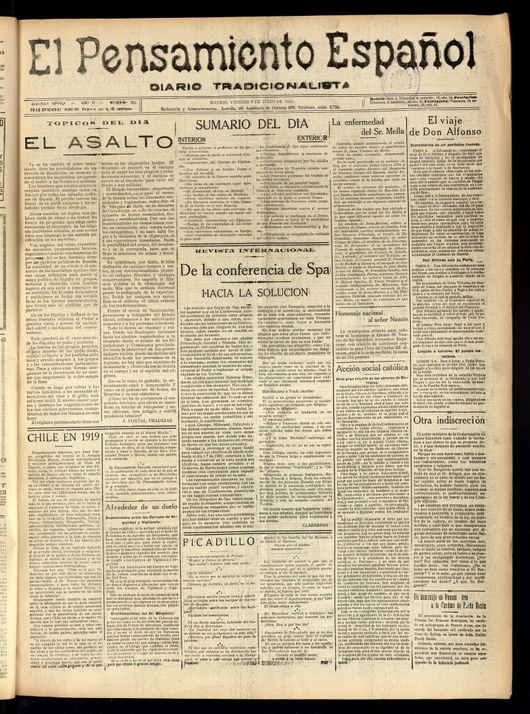 Miniatura de El Pensamiento Español del 9 de julio de 1920, nº 261