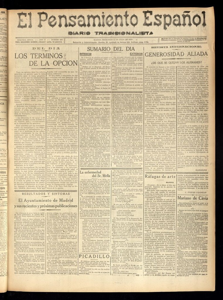 Miniatura de El Pensamiento Español del 14 de julio de 1920, nº 265