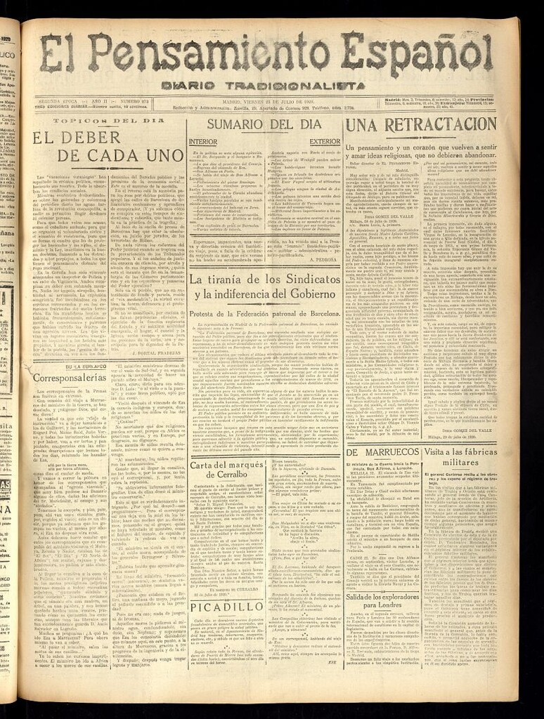 Miniatura de El Pensamiento Español del 23 de julio de 1920, nº 273
