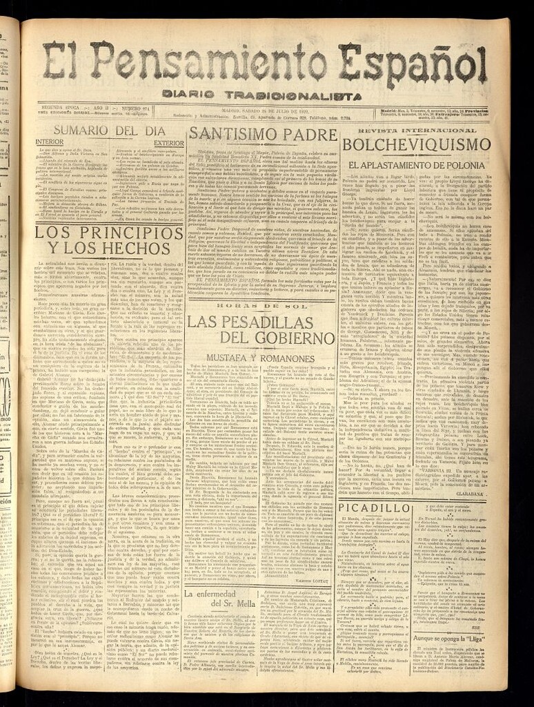 Miniatura de El Pensamiento Español del 24 de julio de 1920, nº 274
