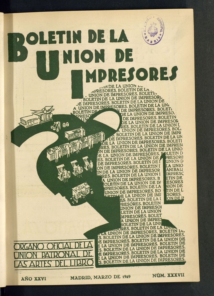Miniatura de Boletín de la unión de impresores de marzo de 1929