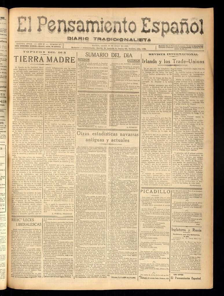 Miniatura de El Pensamiento Español del 26 de julio de 1920, nº 275