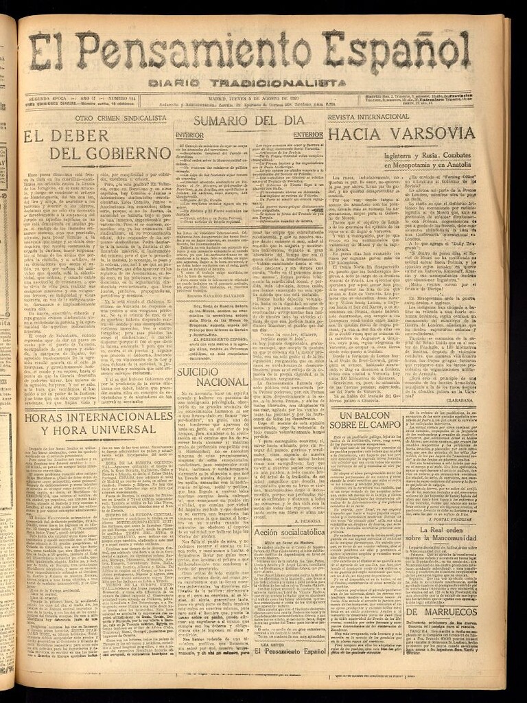 Miniatura de El Pensamiento Español del 5 de agosto de 1920, nº 284