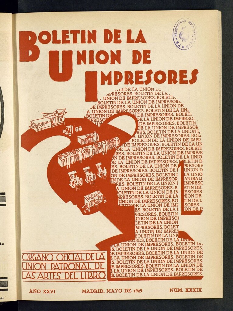Miniatura de Boletín de la unión de impresores de mayo de 1929