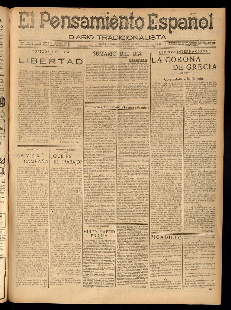 Miniatura de El Pensamiento Español del 28 de agosto de 1920, nº 303