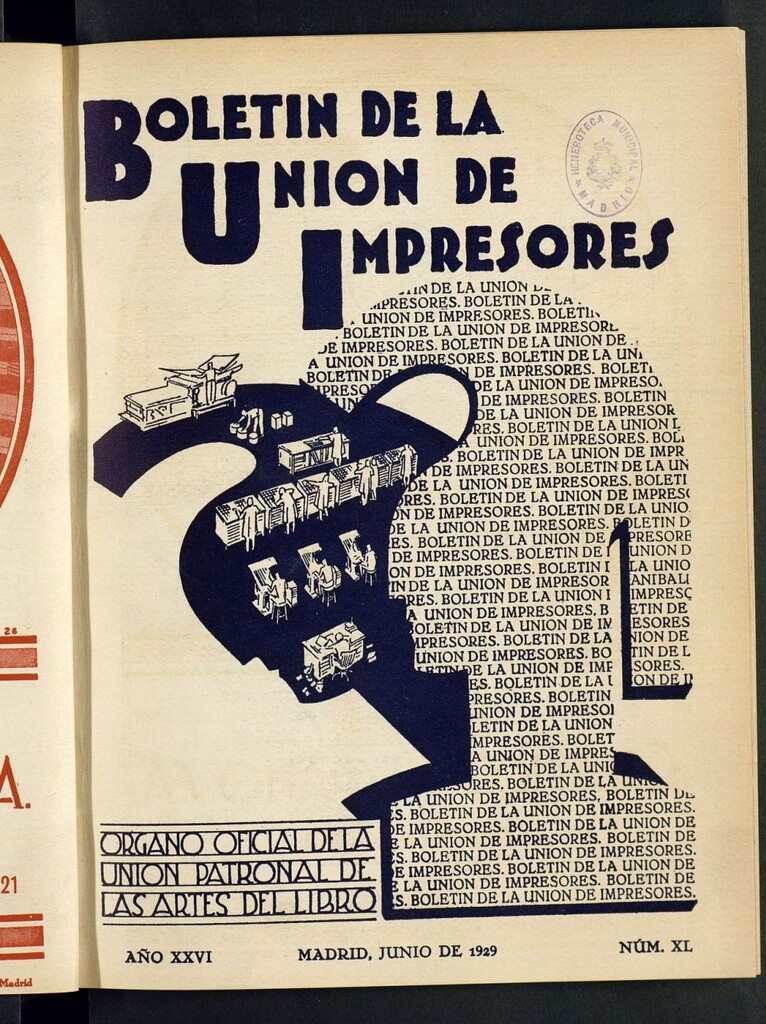Miniatura de Boletín de la unión de impresores de junio de 1929