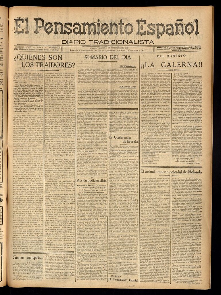 Miniatura de El Pensamiento Español del 10 de septiembre de 1920, nº 312 [sic]