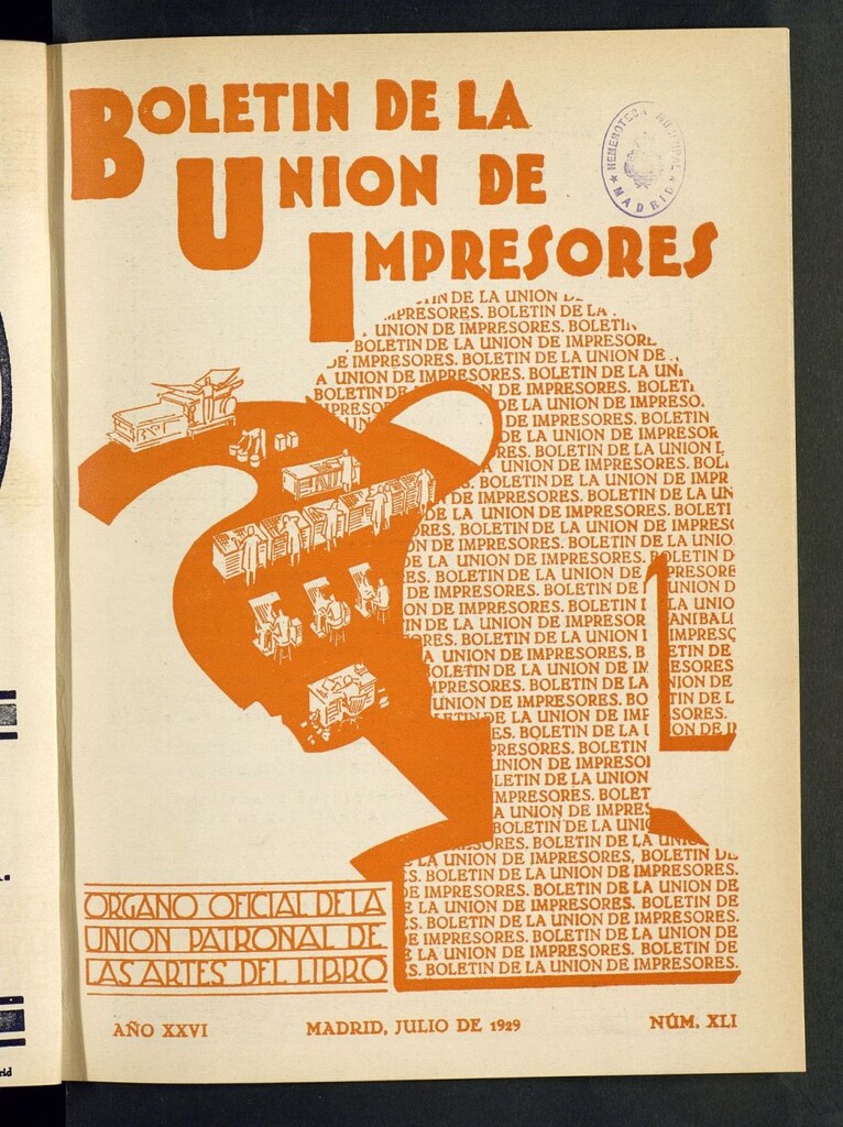 Miniatura de Boletín de la unión de impresores de julio de 1929