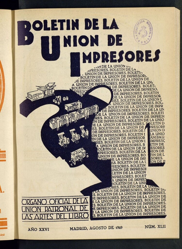 Miniatura de Boletín de la unión de impresores de agosto de 1929
