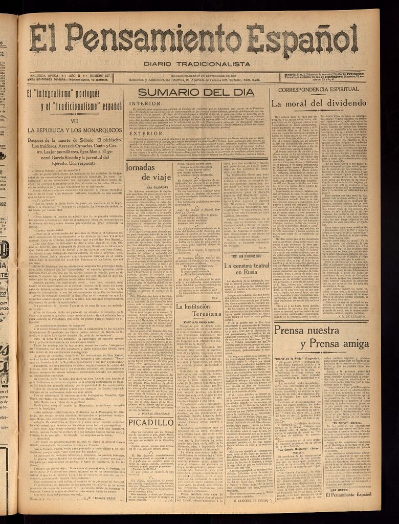 Miniatura de El Pensamiento Español del 28 de septiembre de 1920, nº 327