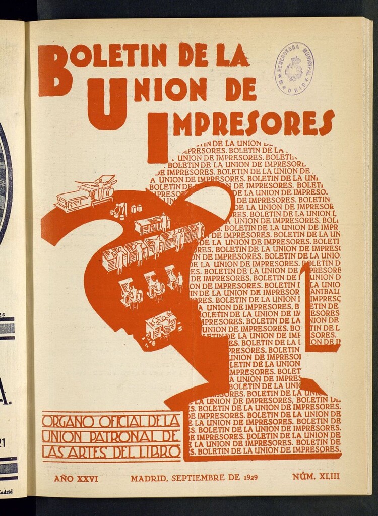 Miniatura de Boletín de la unión de impresores de septiembre de 1929