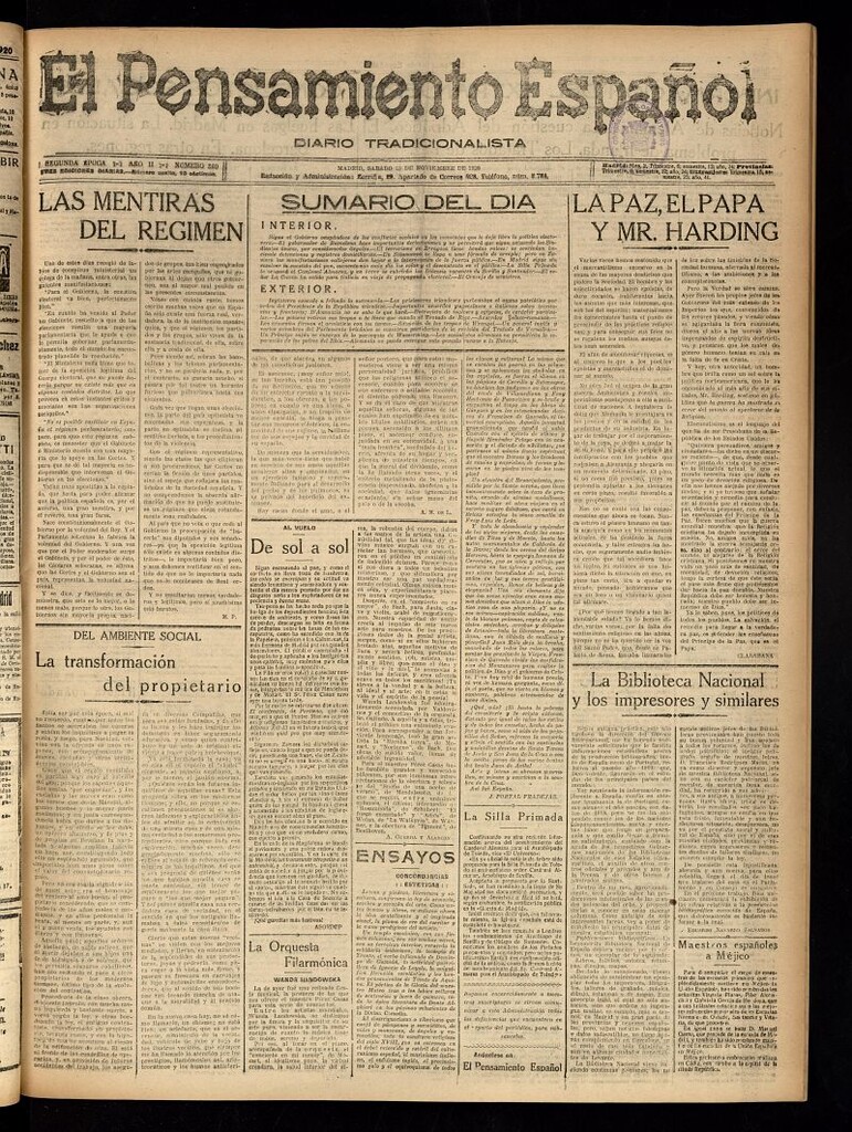 Miniatura de El Pensamiento Español del 13 de noviembre de 1920, nº 369