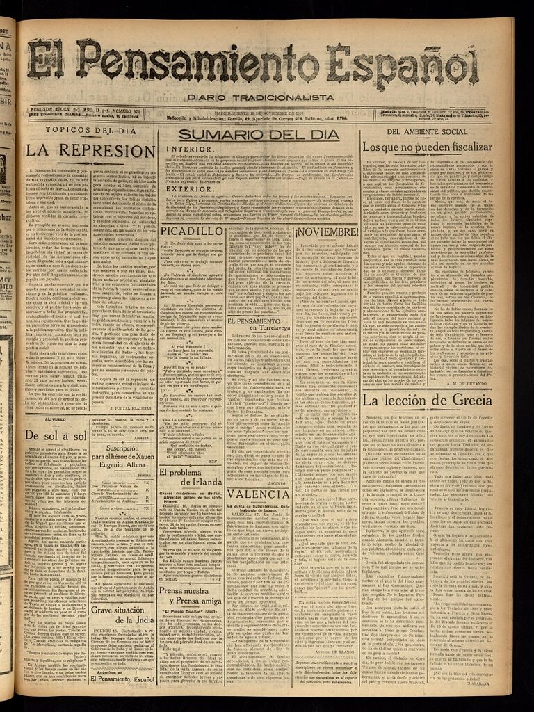 Miniatura de El Pensamiento Español del 18 de noviembre de 1920, nº 373