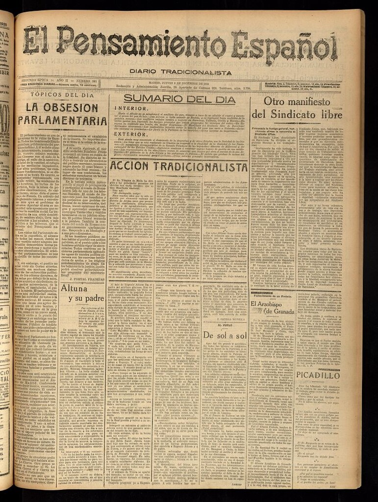 Miniatura de El Pensamiento Español del 9 de diciembre de 1920, nº 391
