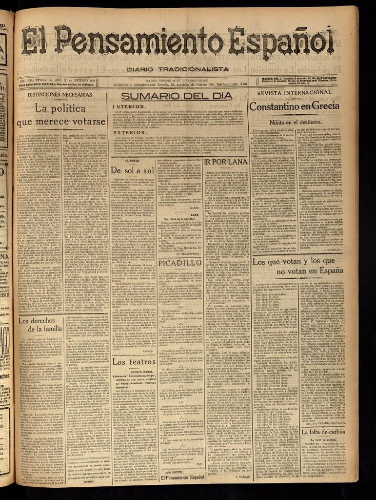 Miniatura de El Pensamiento Español del 16 de diciembre de 1920, nº 398 [sic]