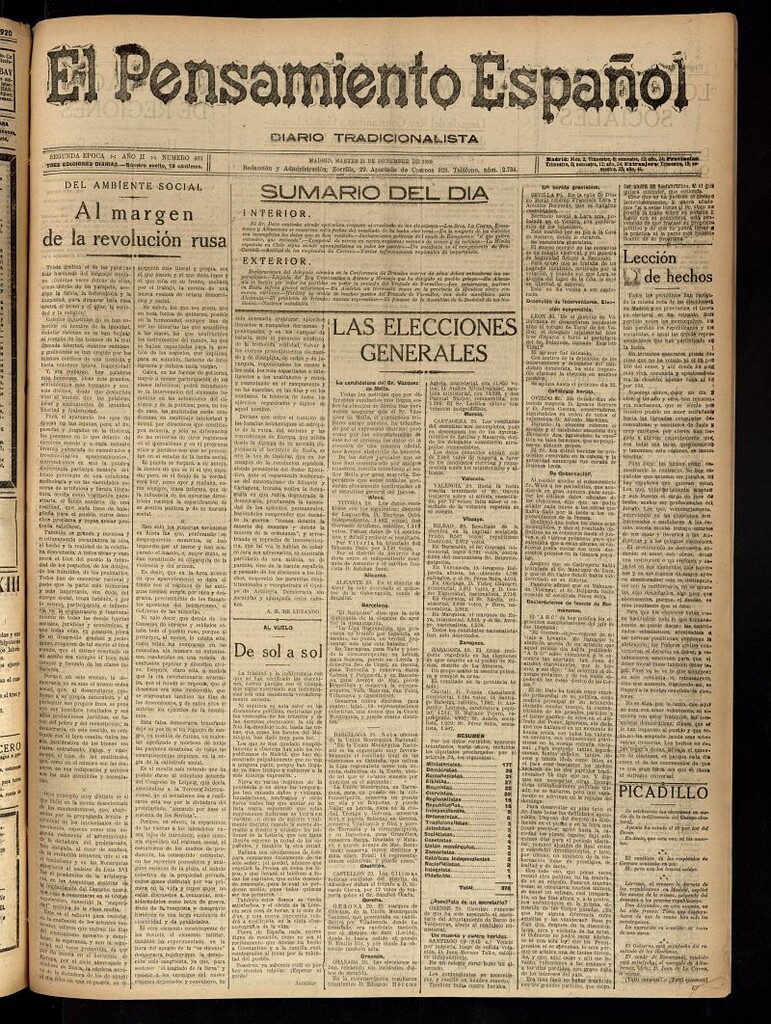 Miniatura de El Pensamiento Español del 21 de diciembre de 1920, nº 401