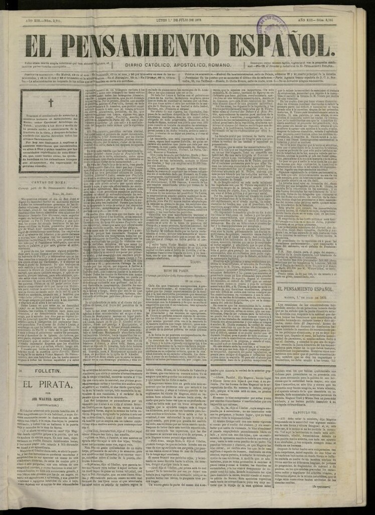 Miniatura de El Pensamiento Español del 1 de julio de 1872, nº 3791