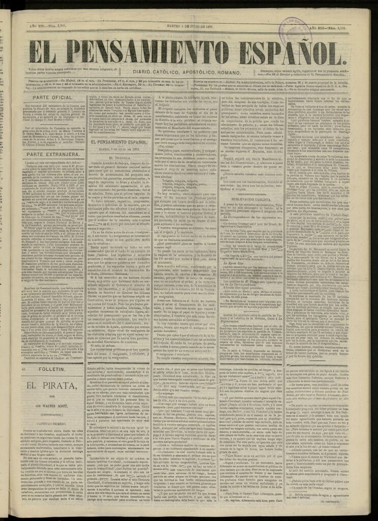 Miniatura de El Pensamiento Español del 9 de julio de 1872, nº 3798