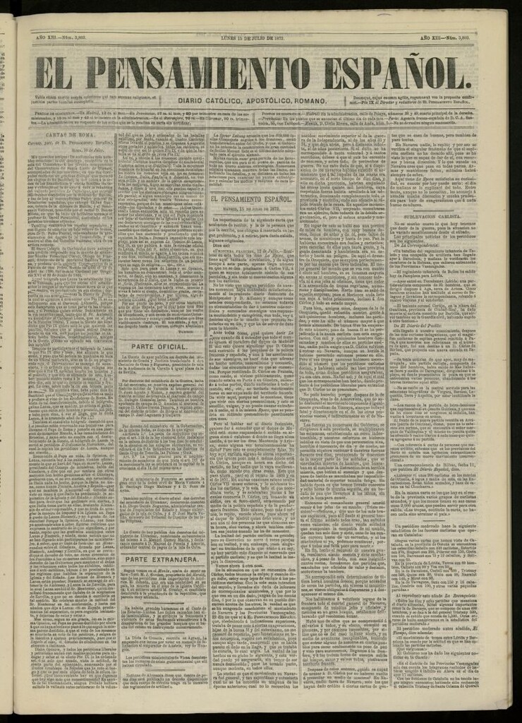 Miniatura de El Pensamiento Español del 15 de julio de 1872, nº 3803
