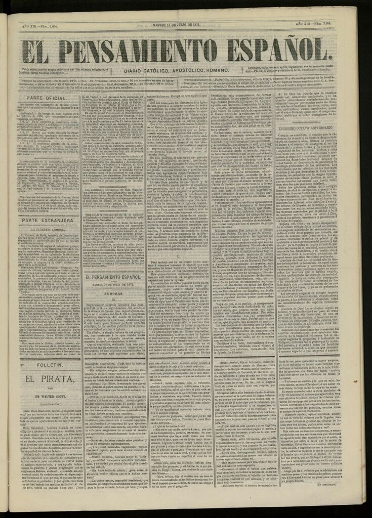 Miniatura de El Pensamiento Español del 16 de julio de 1872, nº 3804