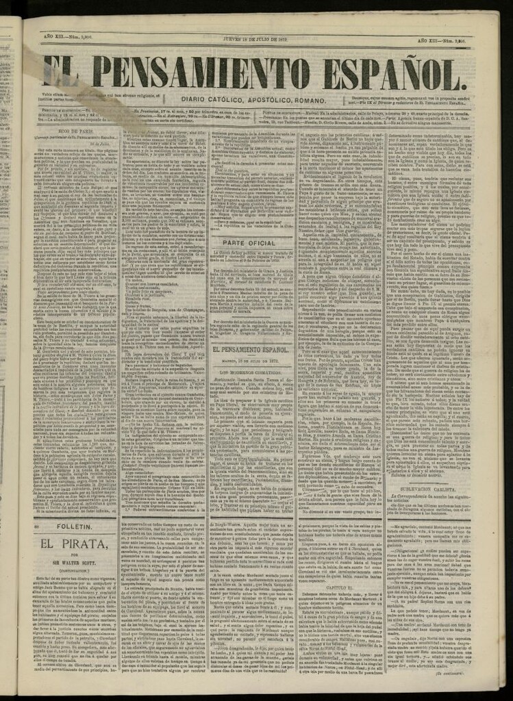 Miniatura de El Pensamiento Español del 18 de julio de 1872, nº 3806