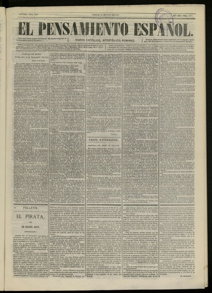 Miniatura de El Pensamiento Español del 19 de julio de 1872, nº 3807