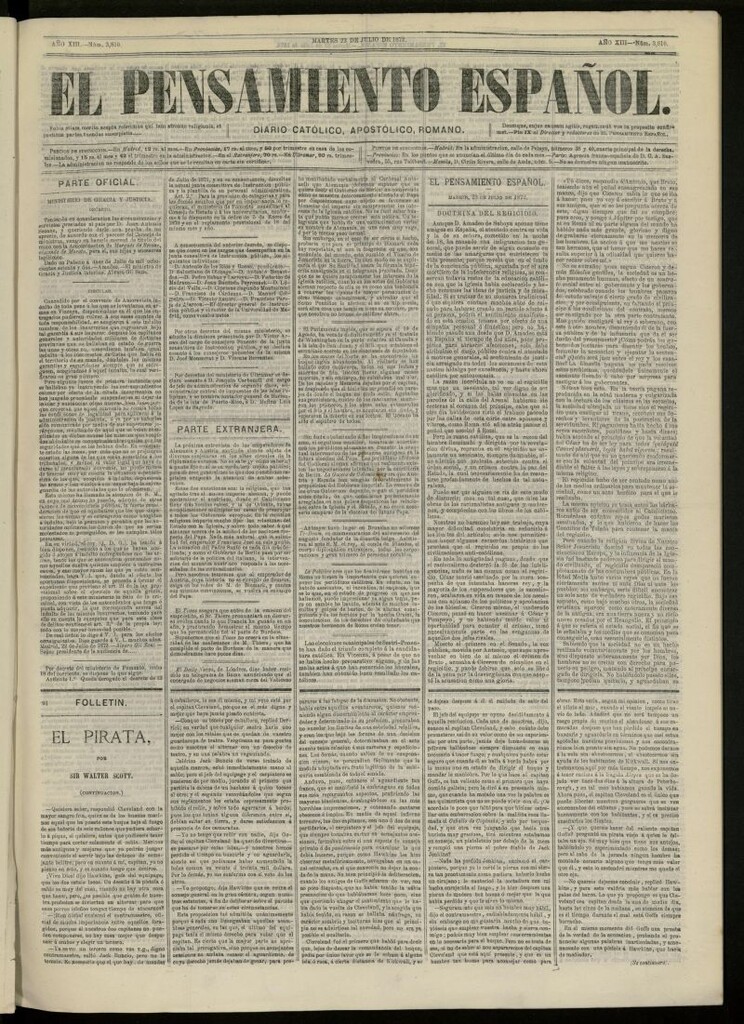 Miniatura de El Pensamiento Español del 23 de julio de 1872, nº 3810
