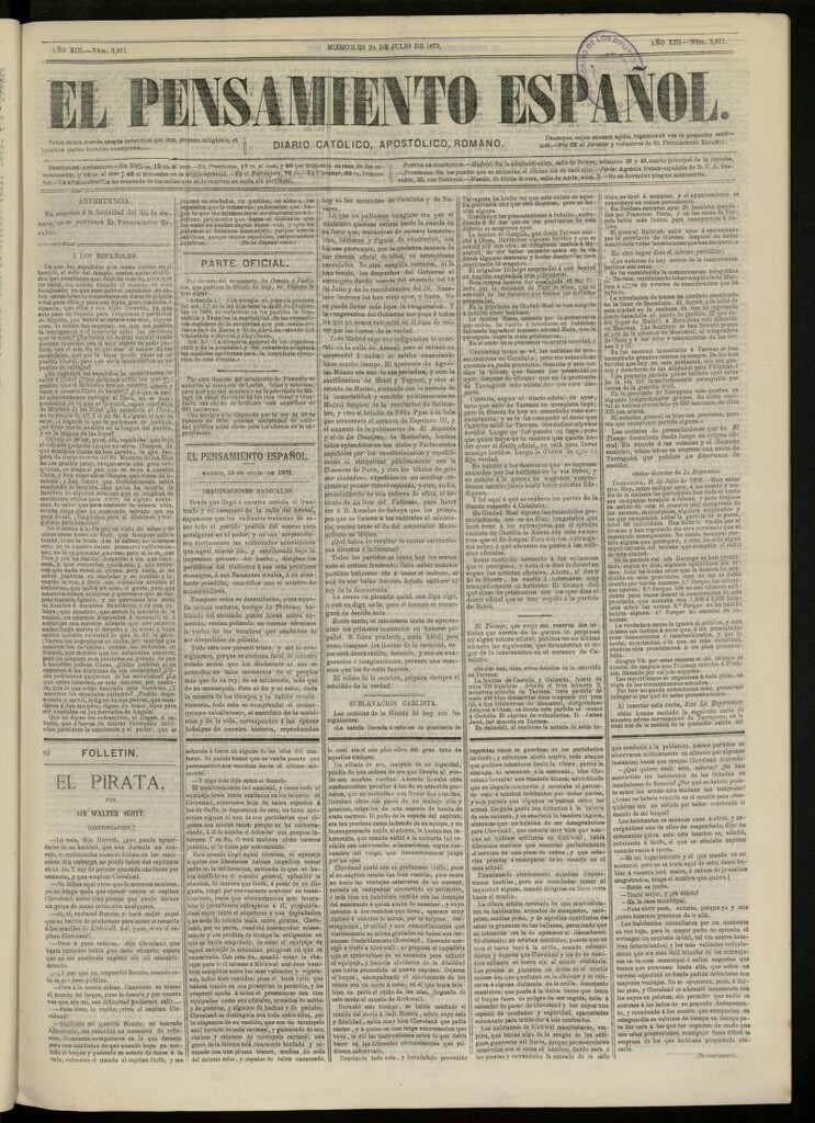 Miniatura de El Pensamiento Español del 24 de julio de 1872, nº 3811