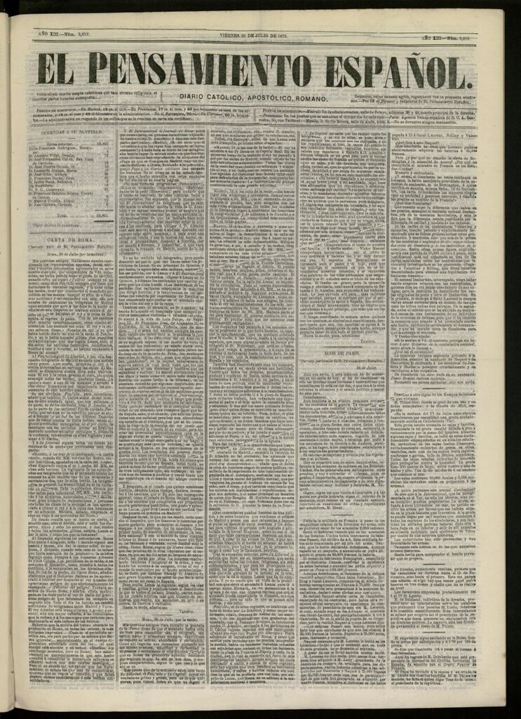 Miniatura de El Pensamiento Español del 26 de julio de 1872, nº 3812