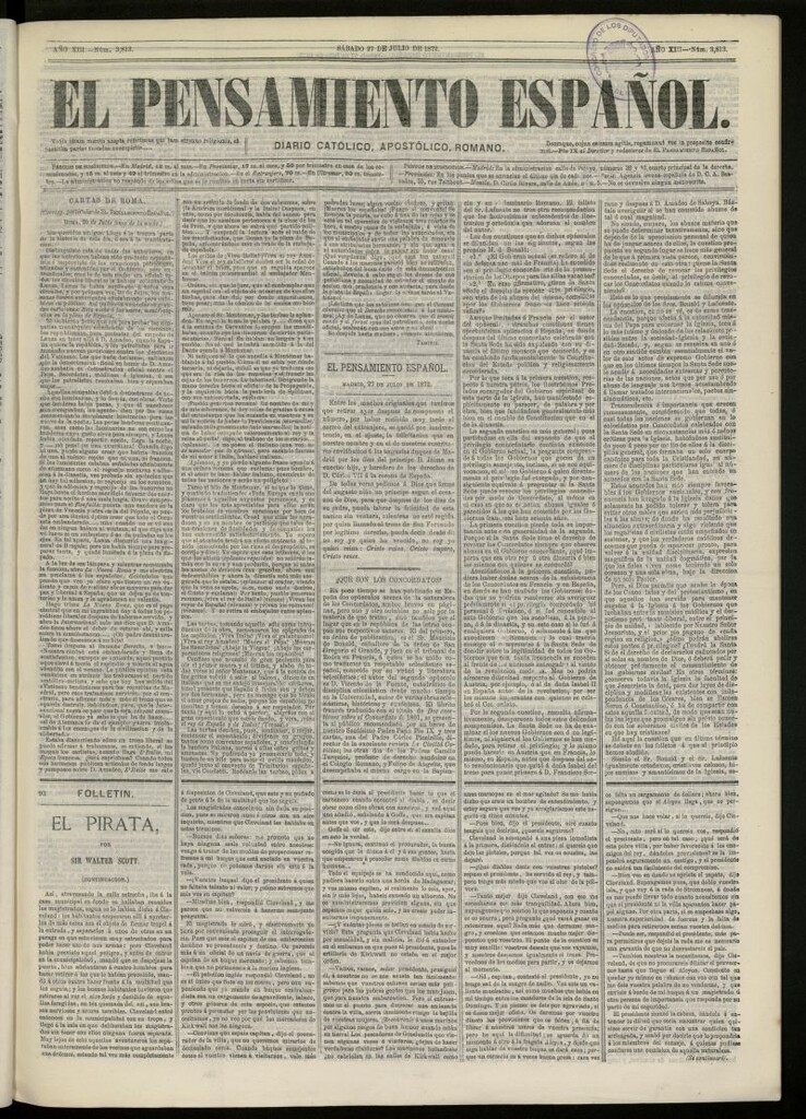 Miniatura de El Pensamiento Español del 27 de julio de 1872, nº 3813