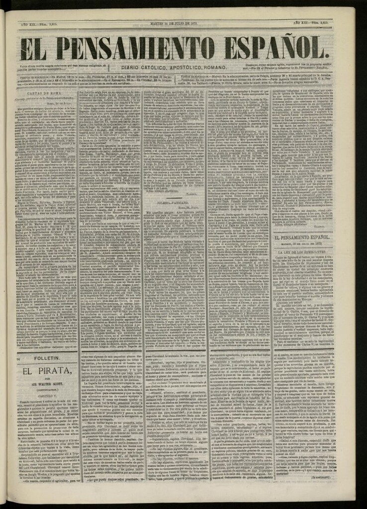 Miniatura de El Pensamiento Español del 30 de julio de 1872, nº 3815