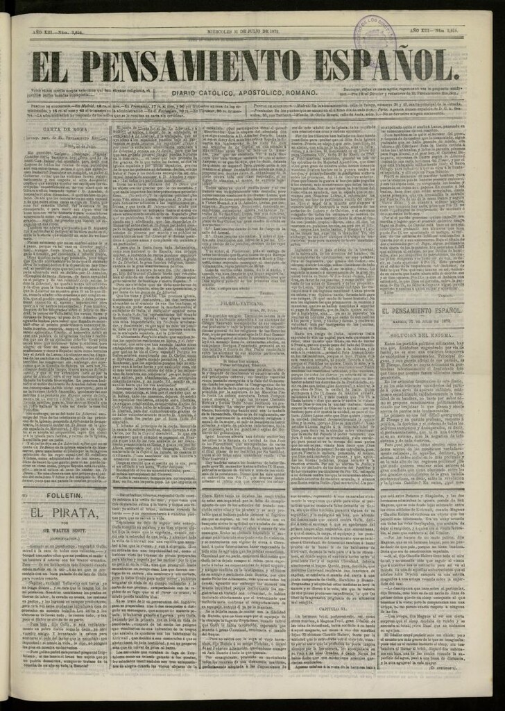 Miniatura de El Pensamiento Español del 31 de julio de 1872, nº 3816
