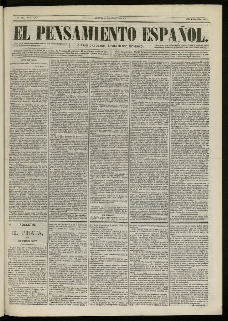 Miniatura de El Pensamiento Español del 1 de agosto de 1872, nº 3817