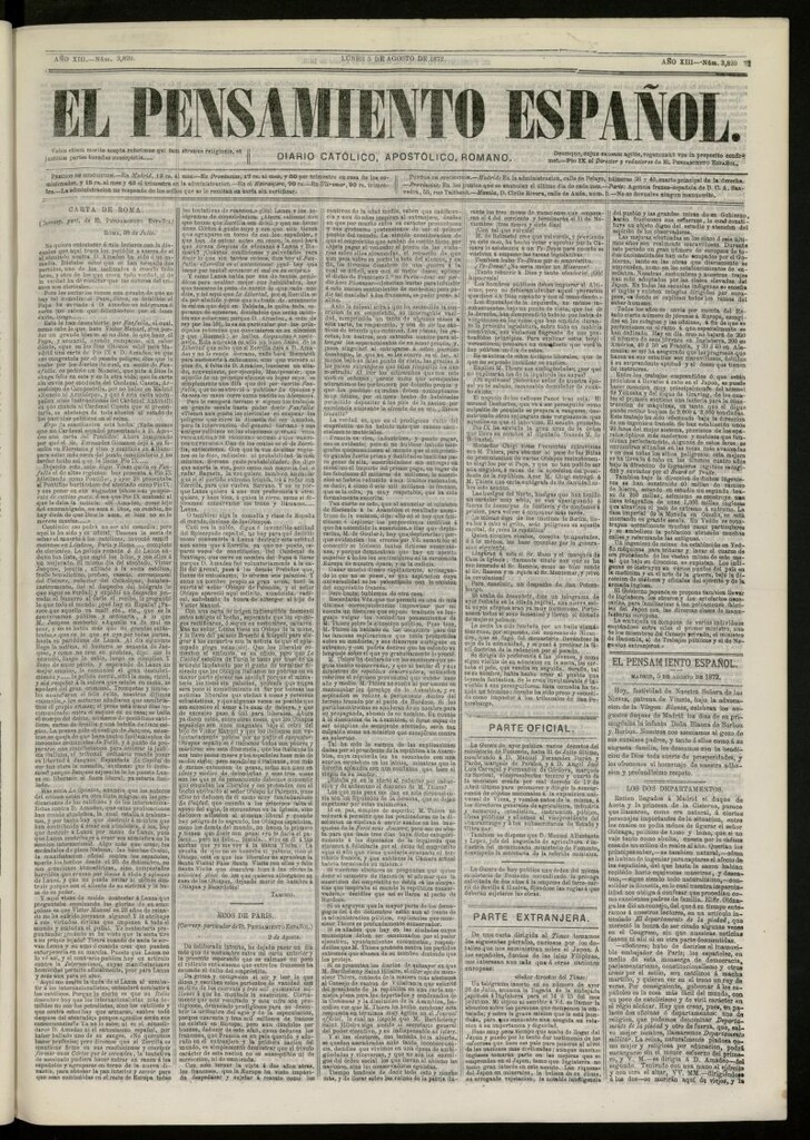Miniatura de El Pensamiento Español del 5 de agosto de 1872, nº 3820