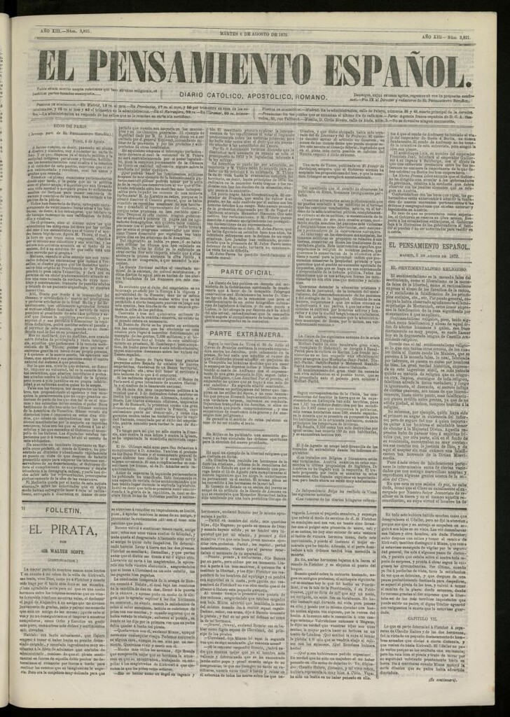 Miniatura de El Pensamiento Español del 6 de agosto de 1872, nº 3821