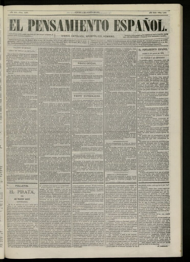 Miniatura de El Pensamiento Español del 8 de agosto de 1872, nº 3823