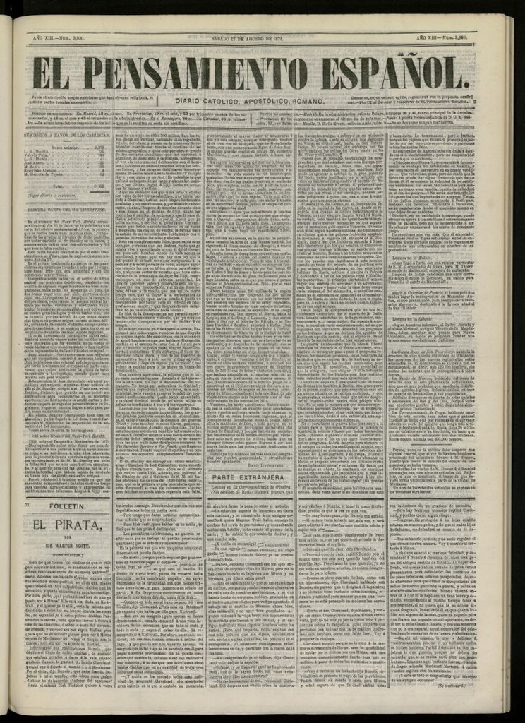 Miniatura de El Pensamiento Español del 17 de agosto de 1872, nº 3830