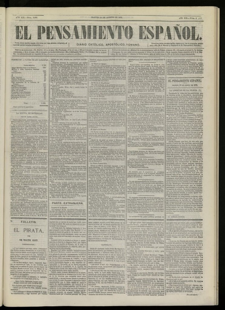 Miniatura de El Pensamiento Español del 20 de agosto de 1872, nº 3832