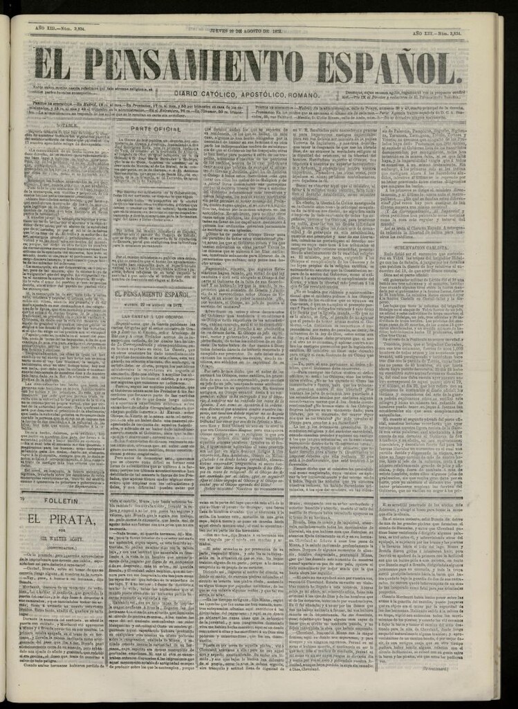 Miniatura de El Pensamiento Español del 22 de agosto de 1872, nº 3834