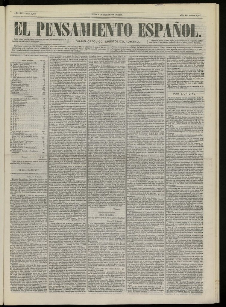 Miniatura de El Pensamiento Español del 2 de septiembre de 1872, nº 3843
