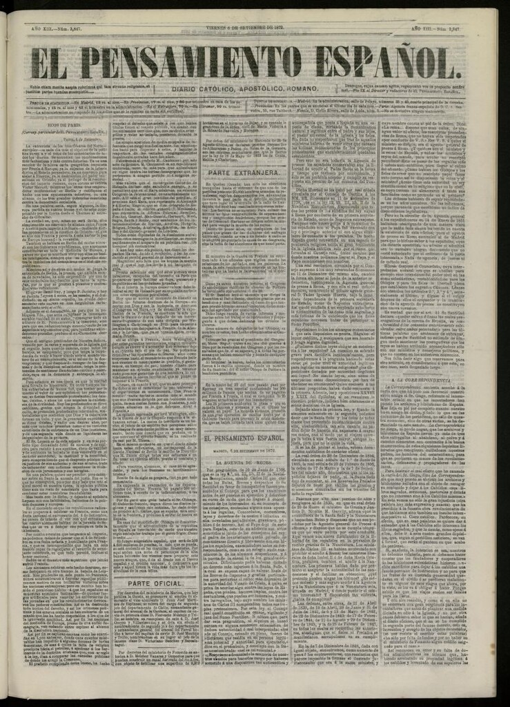 Miniatura de El Pensamiento Español del 6 de septiembre de 1872, nº 3847