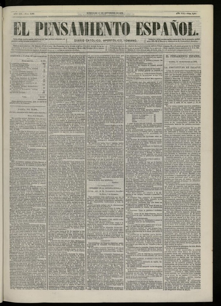 Miniatura de El Pensamiento Español del 11 de septiembre de 1872, nº 3851
