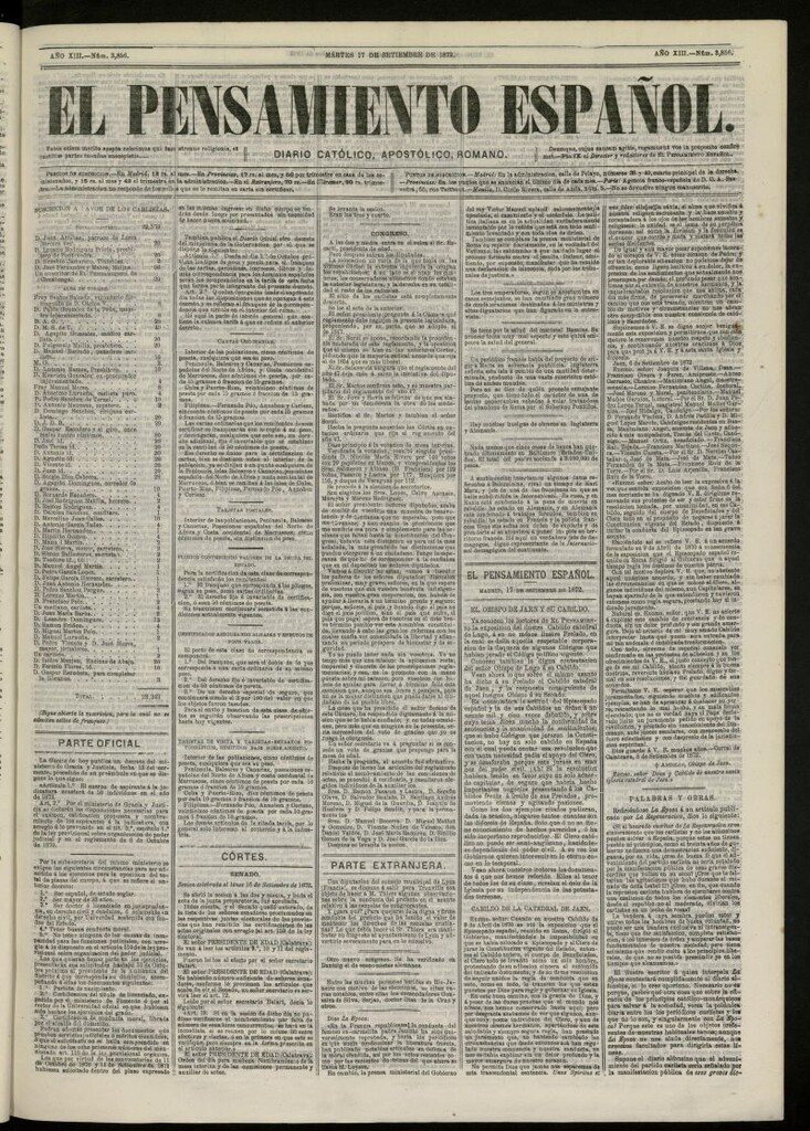 Miniatura de El Pensamiento Español del 17 de septiembre de 1872, nº 3856