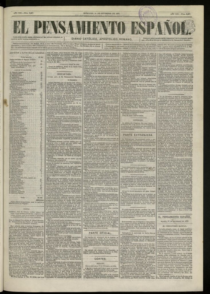 Miniatura de El Pensamiento Español del 18 de septiembre de 1872, nº 3857