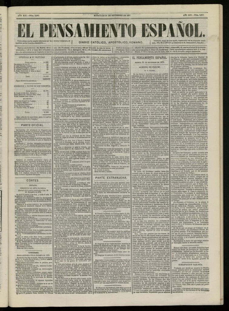 Miniatura de El Pensamiento Español del 25 de septiembre de 1872, nº 3863