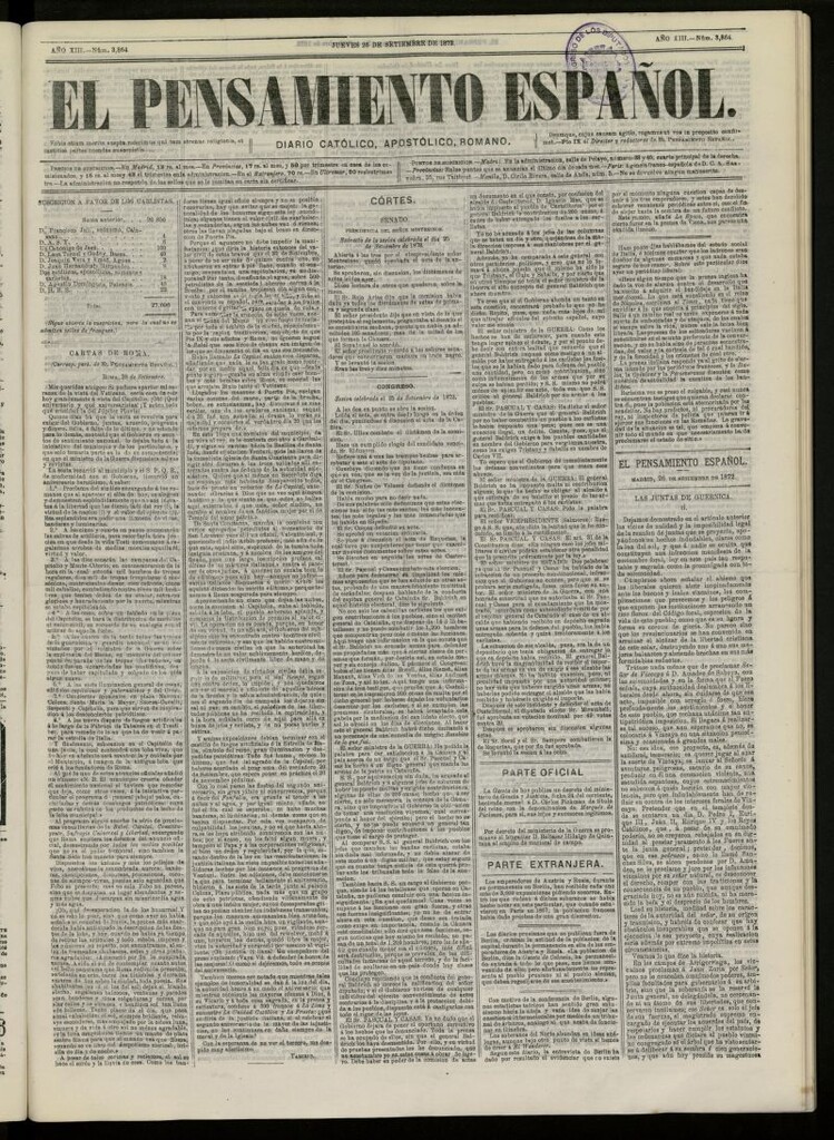 Miniatura de El Pensamiento Español del 26 de septiembre de 1872, nº 3864