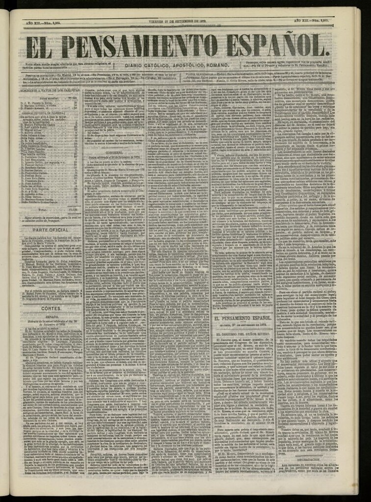 Miniatura de El Pensamiento Español del 27 de septiembre de 1872, nº 3865