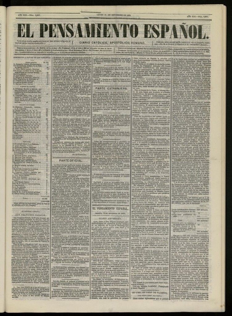 Miniatura de El Pensamiento Español del 30 de septiembre de 1872, nº 3867